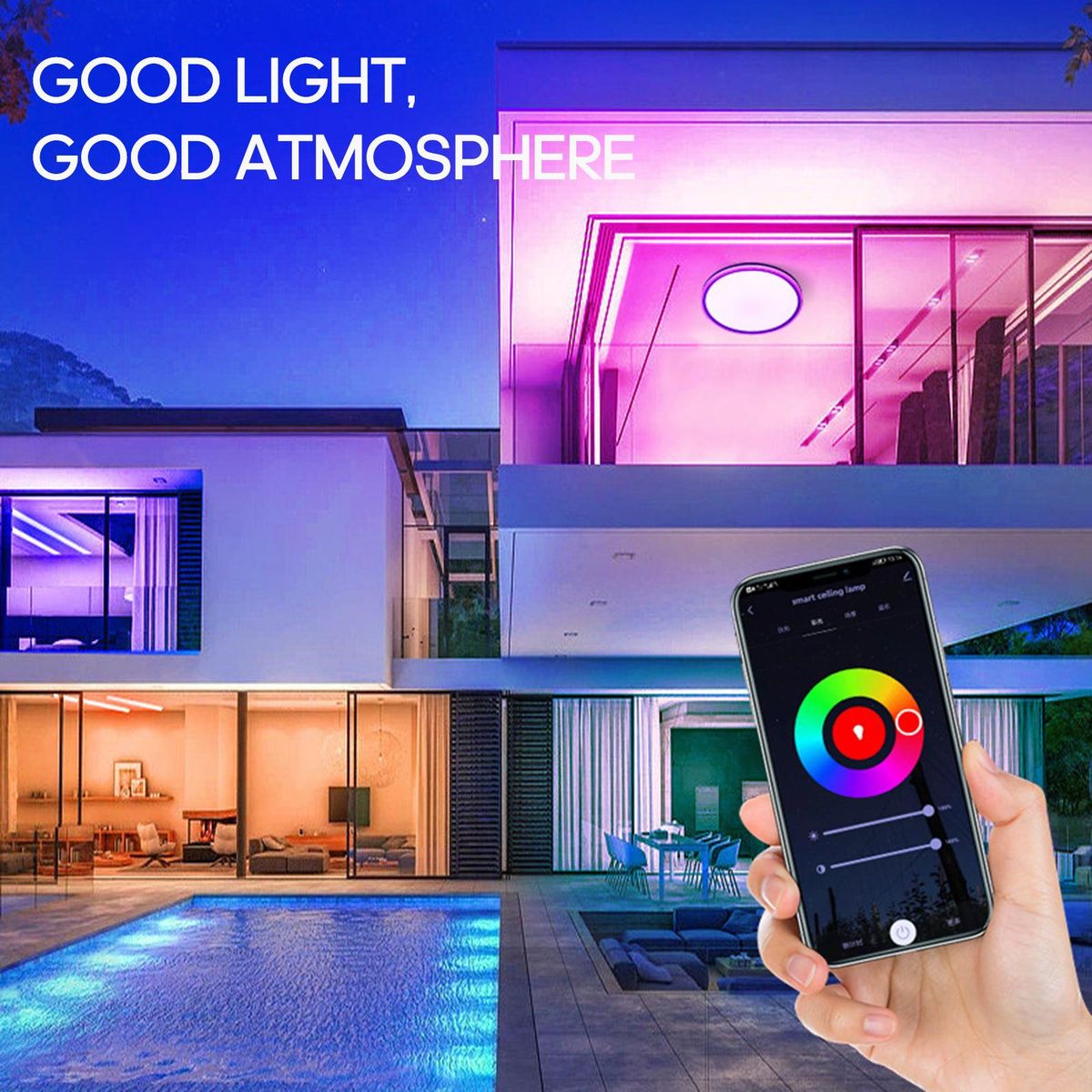 Intelligent Ceiling Lamp Round Rim Luminous WIFI BT Remote Control RGBCW Dimmable Voice Control Living Room Bedroom Lamp
