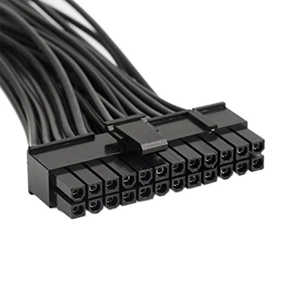 6PC ATX 30cm 24 Pin Dual PSU Power Supply Extension Cable Synchronous Cord For Computer Cable Connector For Mining 24Pin 20+4pin