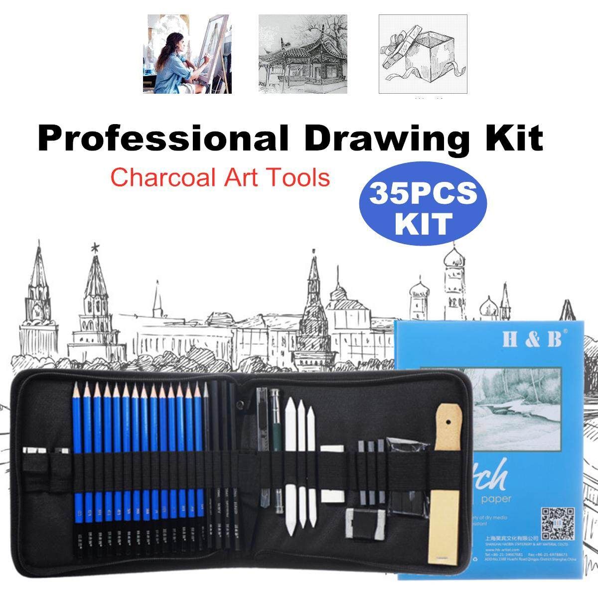 40Pcs Professional Drawing Artist Kit Set Pencils Sketch Charcoal Art Tools
