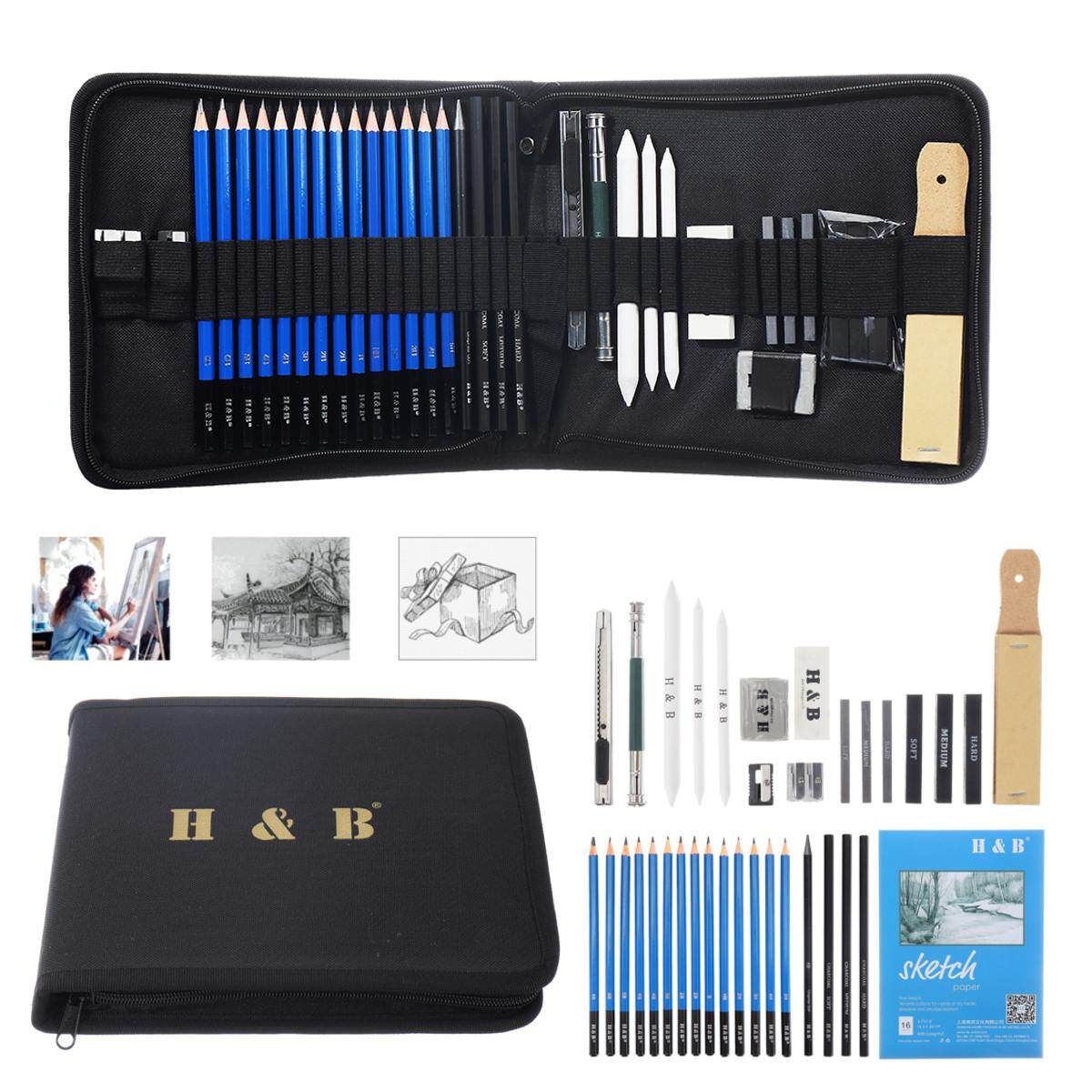 40Pcs Professional Drawing Artist Kit Set Pencils Sketch Charcoal Art Tools