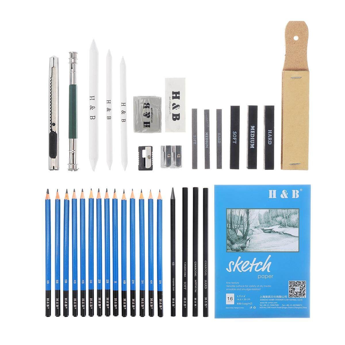 40Pcs Professional Drawing Artist Kit Set Pencils Sketch Charcoal Art Tools