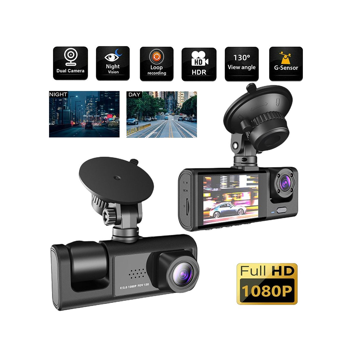 3 Channel Car DVR Camera , 1080P Dash Camera 3 Way Car