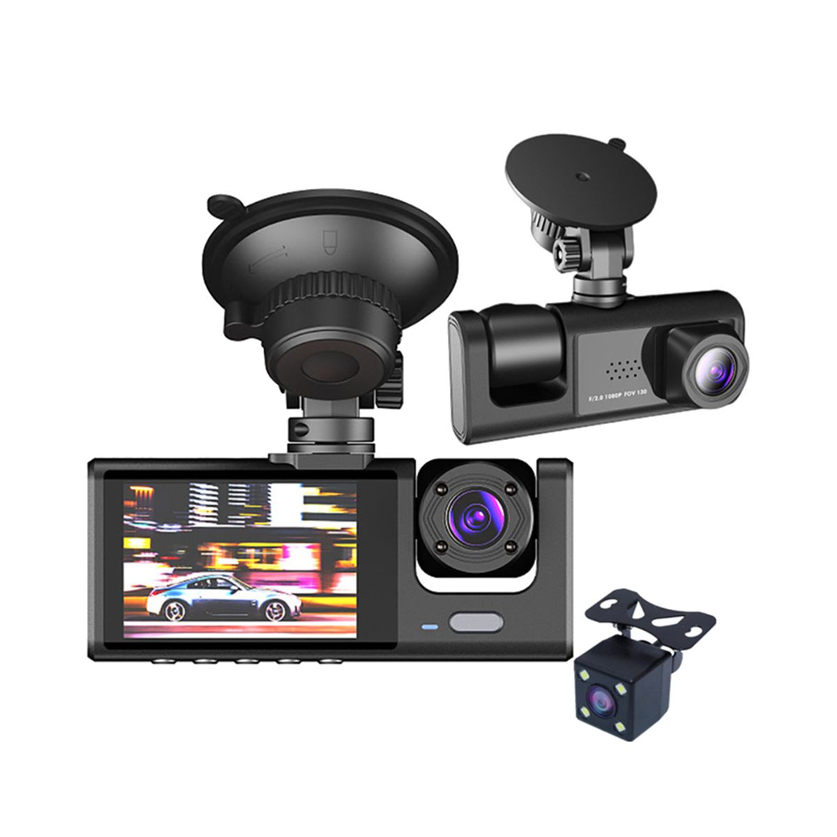 3 Channel Car DVR Camera , 1080P Dash Camera 3 Way Car