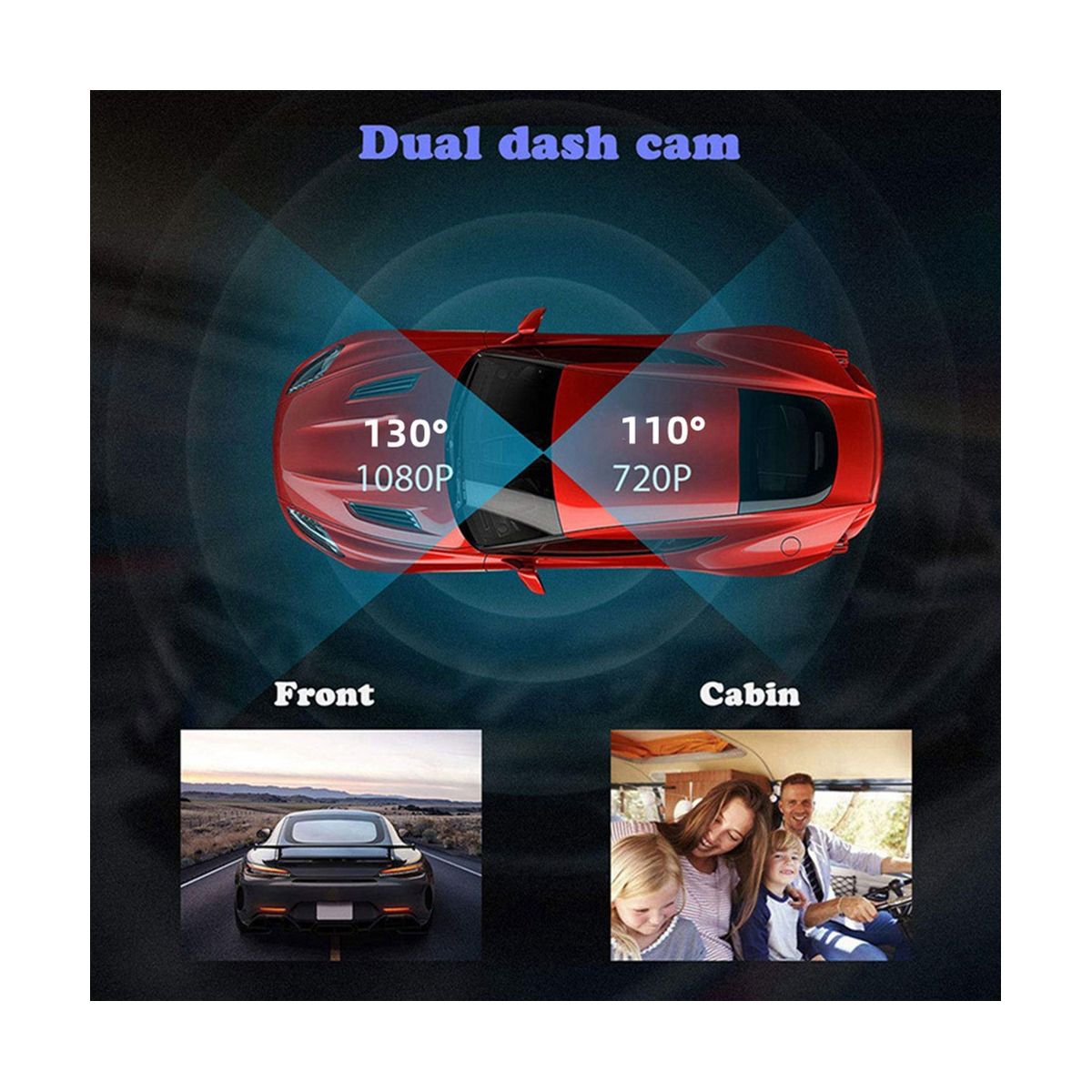3 Channel Car DVR Camera , 1080P Dash Camera 3 Way Car