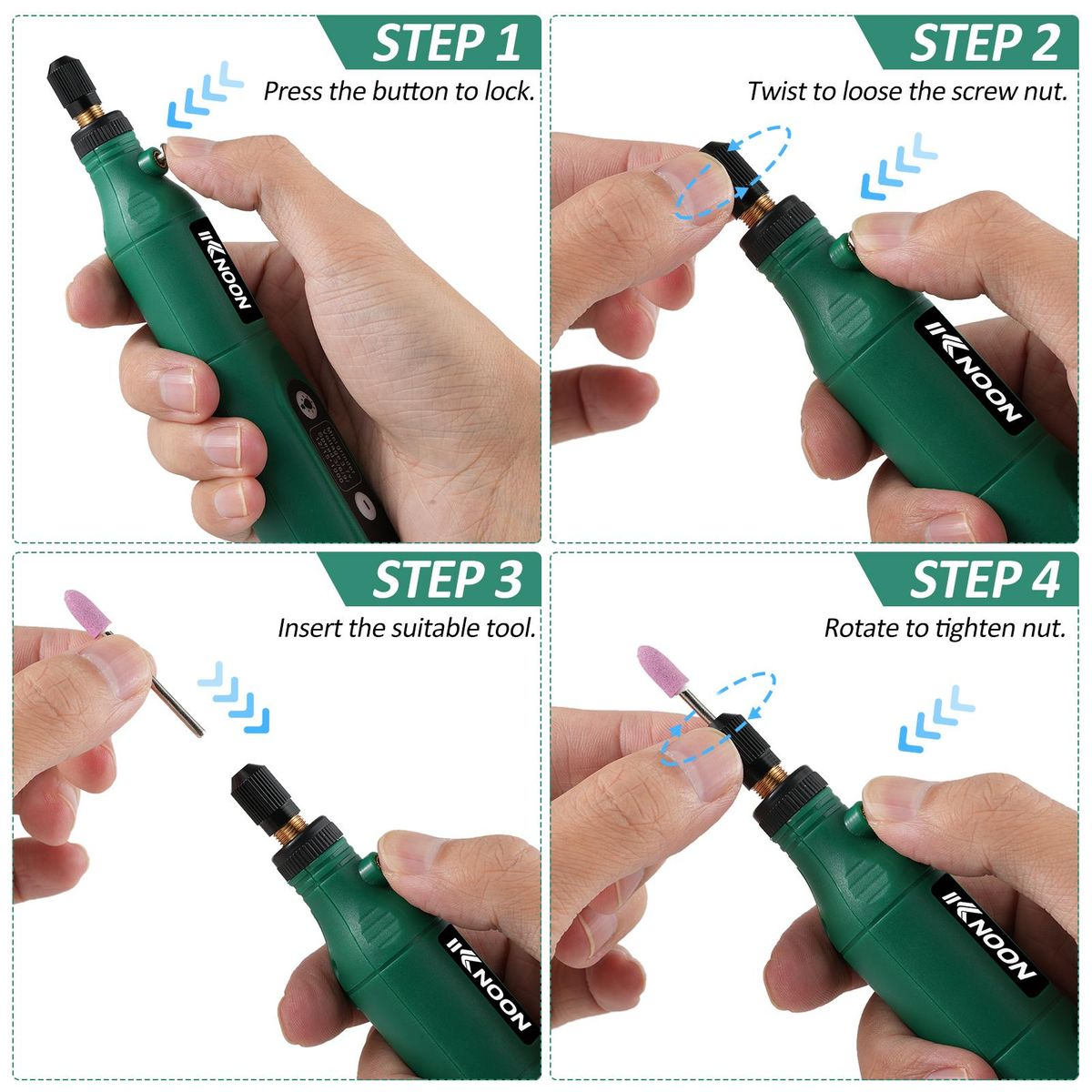 Cordless Rotary Tool 3.7V Li-Ion Power 5 Variable Speed USB Charging Multi-Purpose for Light-Duty DIY Crafting Polishing Jade Pet Nail Sharpening