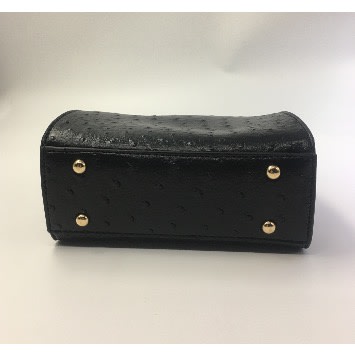 Leather Bamboo Handle Handbag - Black