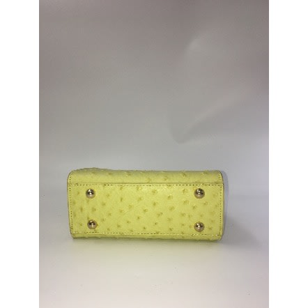 Leather Bamboo Handle Handbag - Yellow