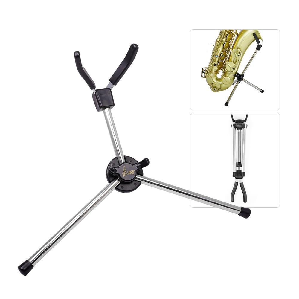 Foldable Tenor Saxophone Stand Portable Sax Metal Floor Stand Holder with Carry Bag