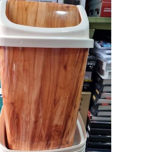 360Swing Bamboo Brown Waste Bin + 3Rolls (90pcs Garbage Bags