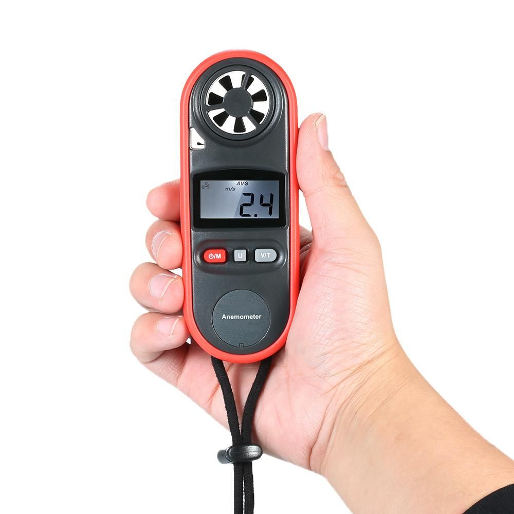 Mini Digital Anemometer Beaufort Scale IP67 Thermometer Handheld Anemometro Pocket Wind Speed Meter Air Velocity Wind Temperature Speed Chill Indicator Measure Meter  Backlight LCD with Max/AVG Mode