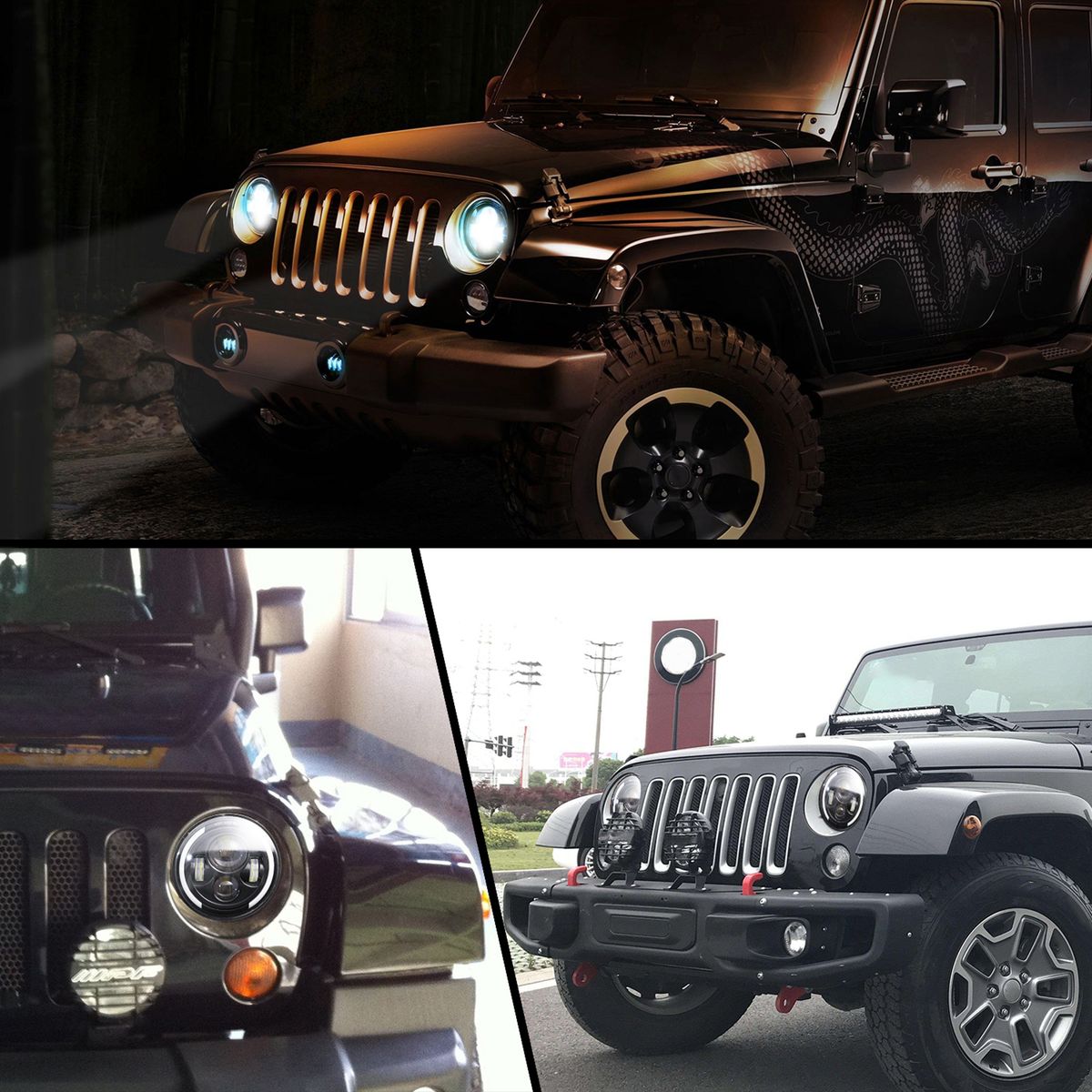 1pc 7 Inch Round Shaped LED Front Headlight Replacement For