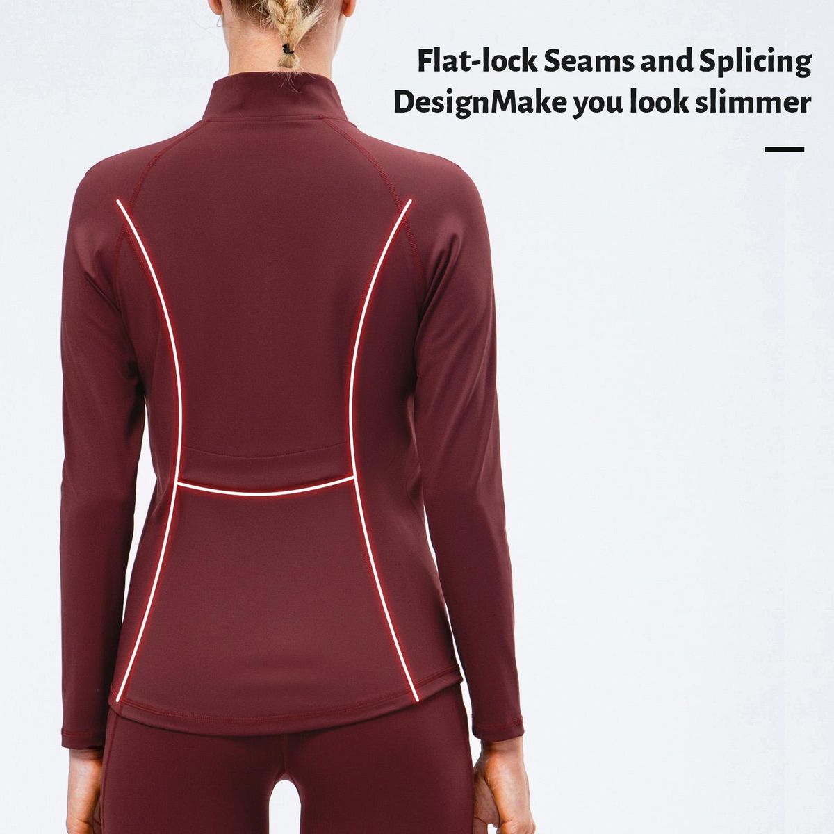 Women Sports Fleece Jacket Slim Fit Side Pockets Zipper Stand Collar Climbing Running Workout Coats