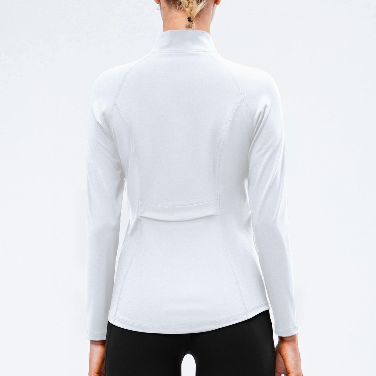 Women Sports Fleece Jacket Slim Fit Side Pockets Zipper Stand Collar Climbing Running Workout Coats