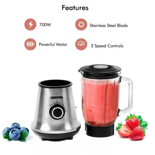 Glass Jug Blender & Smoothie Maker - 700W - 1.5L - GSB44023UK - Silver