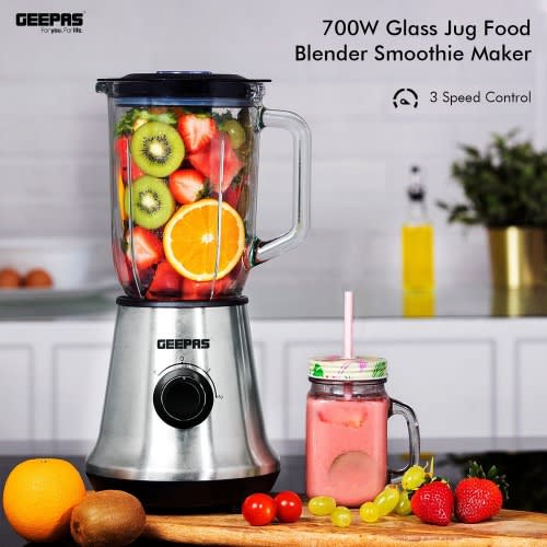 Glass Jug Blender & Smoothie Maker - 700W - 1.5L - GSB44023UK - Silver