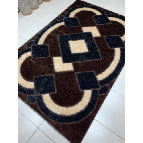 Pattern Center Shaggy Rug -Multicolor-4ft By 6ft