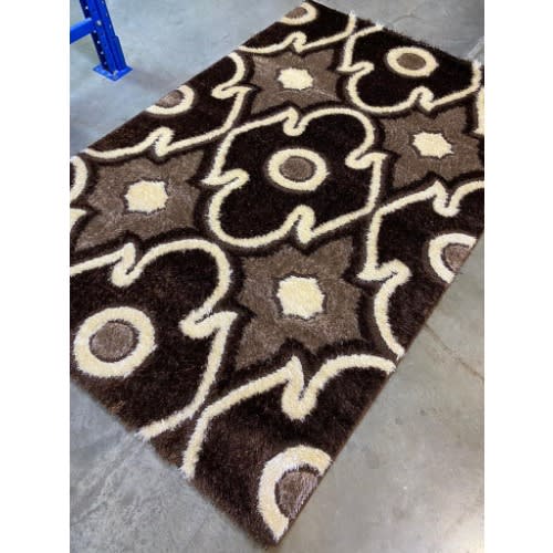 Pattern Center Shaggy Rug -Multicolor-4ft By 6ft