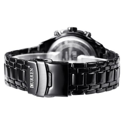 Full Steel Bracelet Waterproof Wristwatch For Men - Black