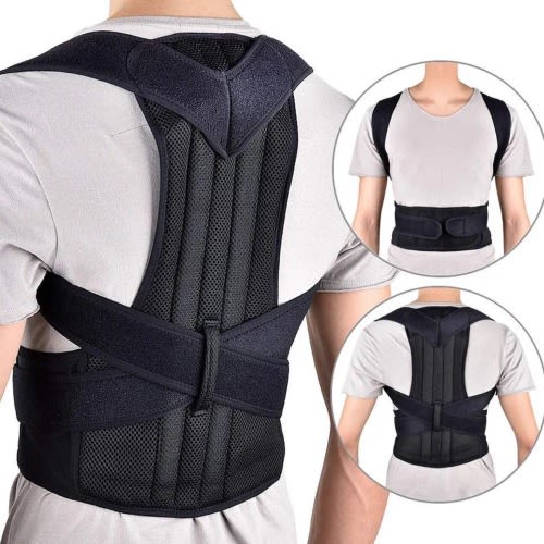 Abs Back Posture Corrector Brace Support Belt - Black