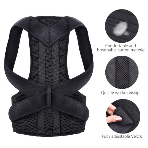 Abs Back Posture Corrector Brace Support Belt - Black