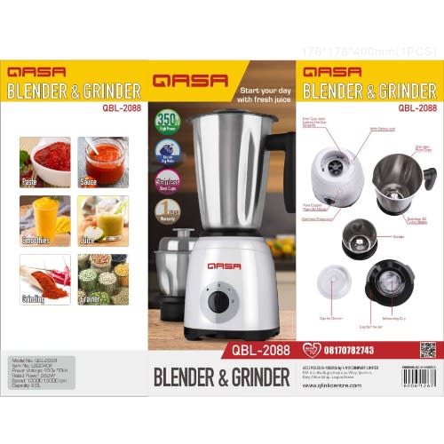 Stainless 3d Turbo Blades Blender & Grinder - Qbl-2088 - 350W
