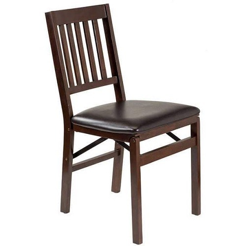 Stakmore Solid Wood Upholstered Folding Chair, Espresso Leather