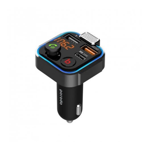 Car Charger + FM Transmitter With 24w Pd Port & Qc 3.0