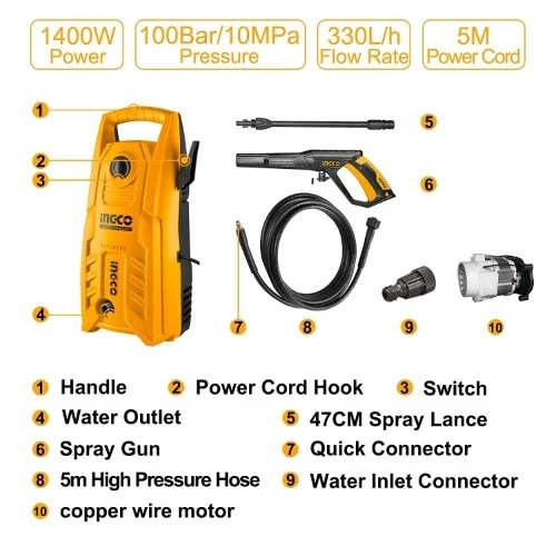 Pressure Washer With Total Non Stop System - 1400w