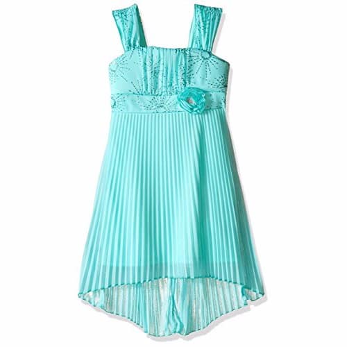 Amy Byer Glitter Empire with Pleated Hi Lo Hem Dress - Big Girls