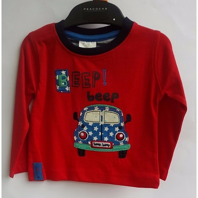 LS Print Car Baby Tshirt - Red
