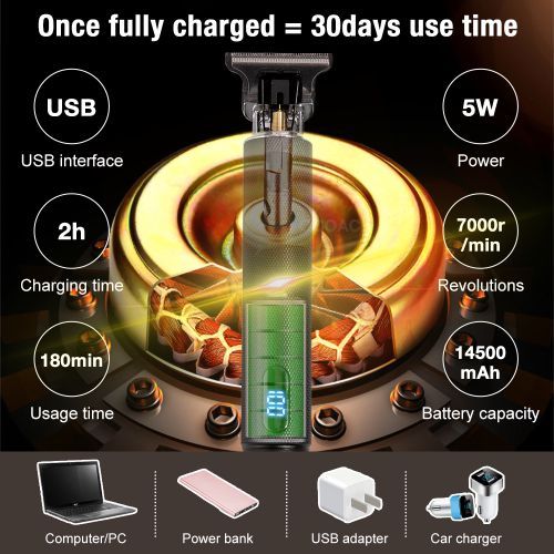 Rechargeable Metal Simple Style Hair Clipper Black Gold