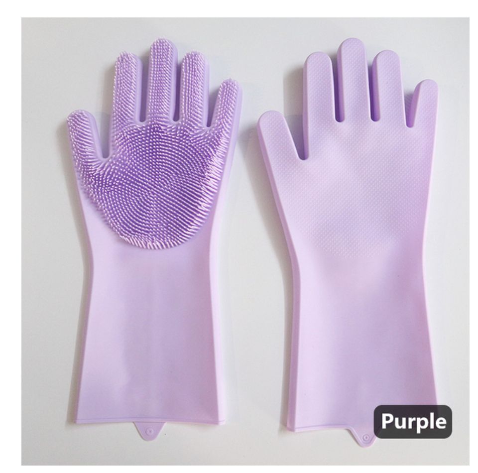 1Pair Dishwashing Cleaning Gloves Silicone Rubber Sponge