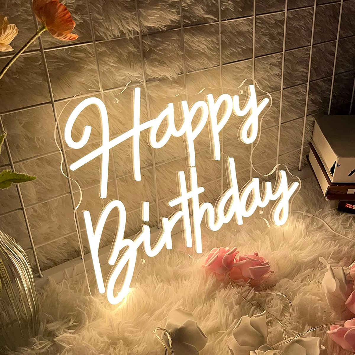 HAPPY BIRTHDAY Neon Light Mark Warm White