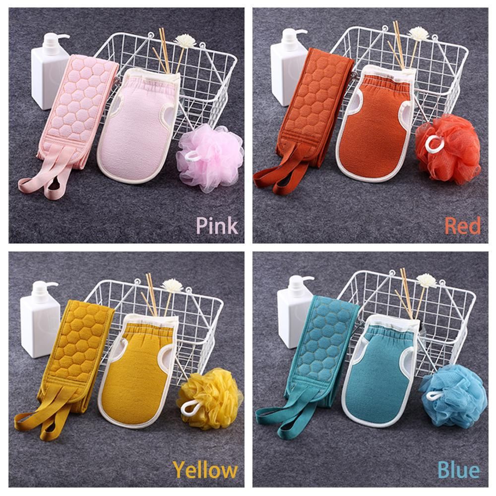 3 PCS Exfoliating Back Scrubber for Shower, Exfoliating Sponge Pad Bath Sponge Body Scrubbers Set Scrubber Strap for Shower Loofah Sponge for Men and Women