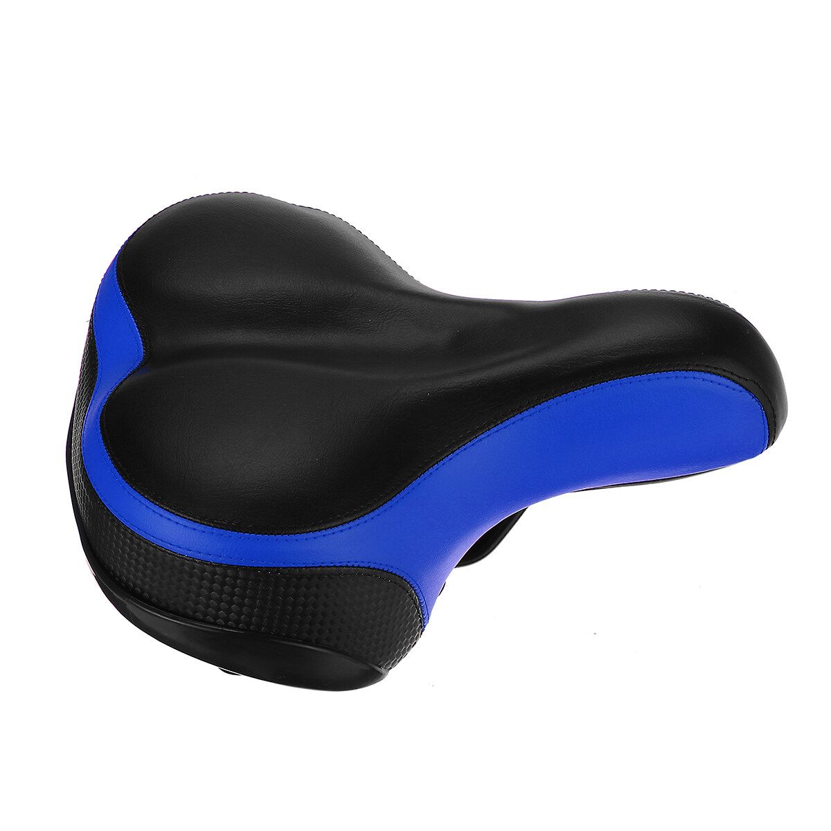Bicycle Saddle Double-Spring Comfort Wide Big Pad Reflective Seat Blue