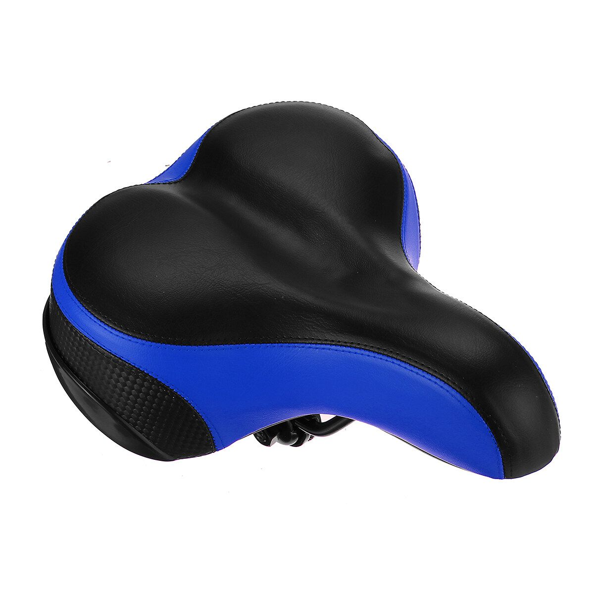 Bicycle Saddle Double-Spring Comfort Wide Big Pad Reflective Seat Blue