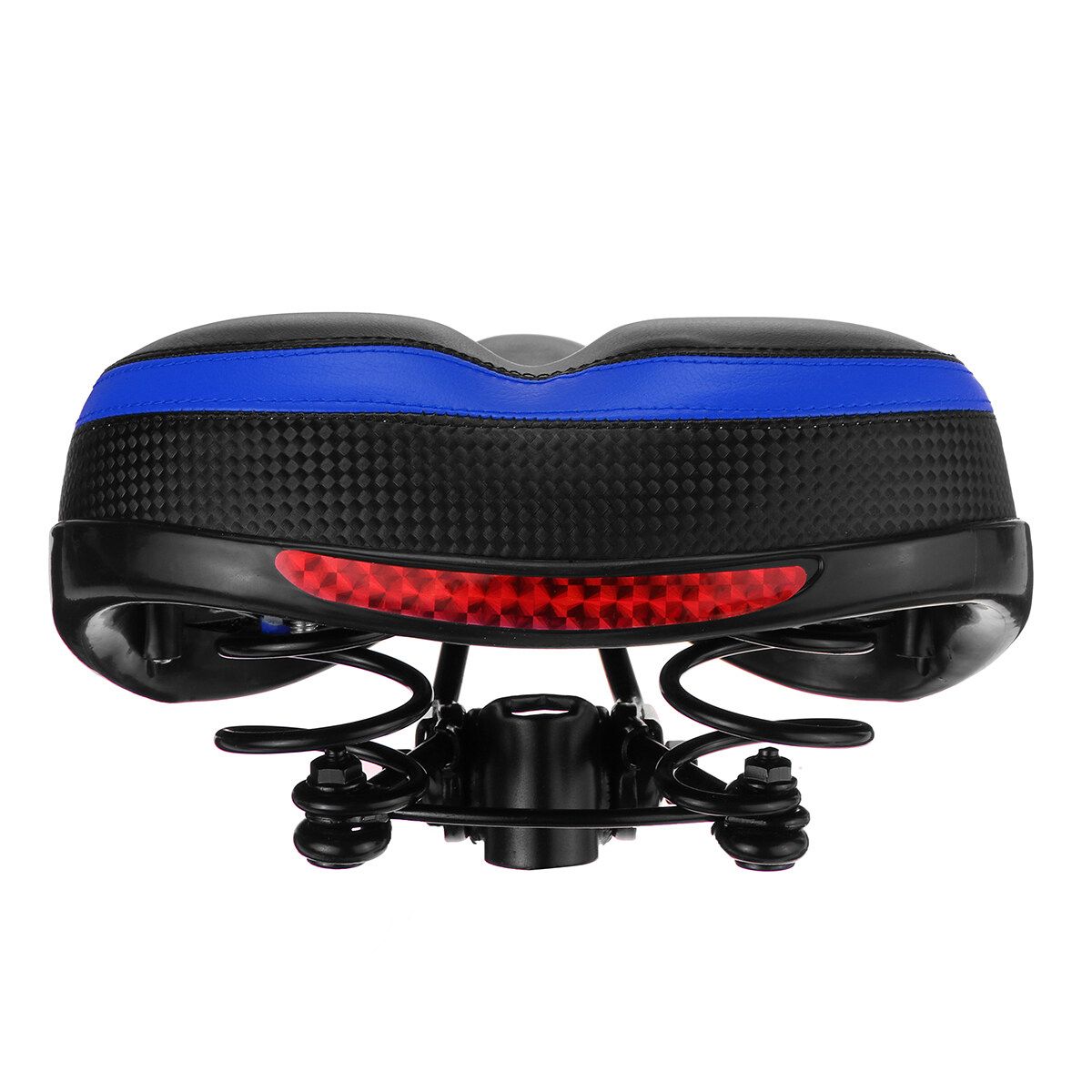 Bicycle Saddle Double-Spring Comfort Wide Big Pad Reflective Seat Blue