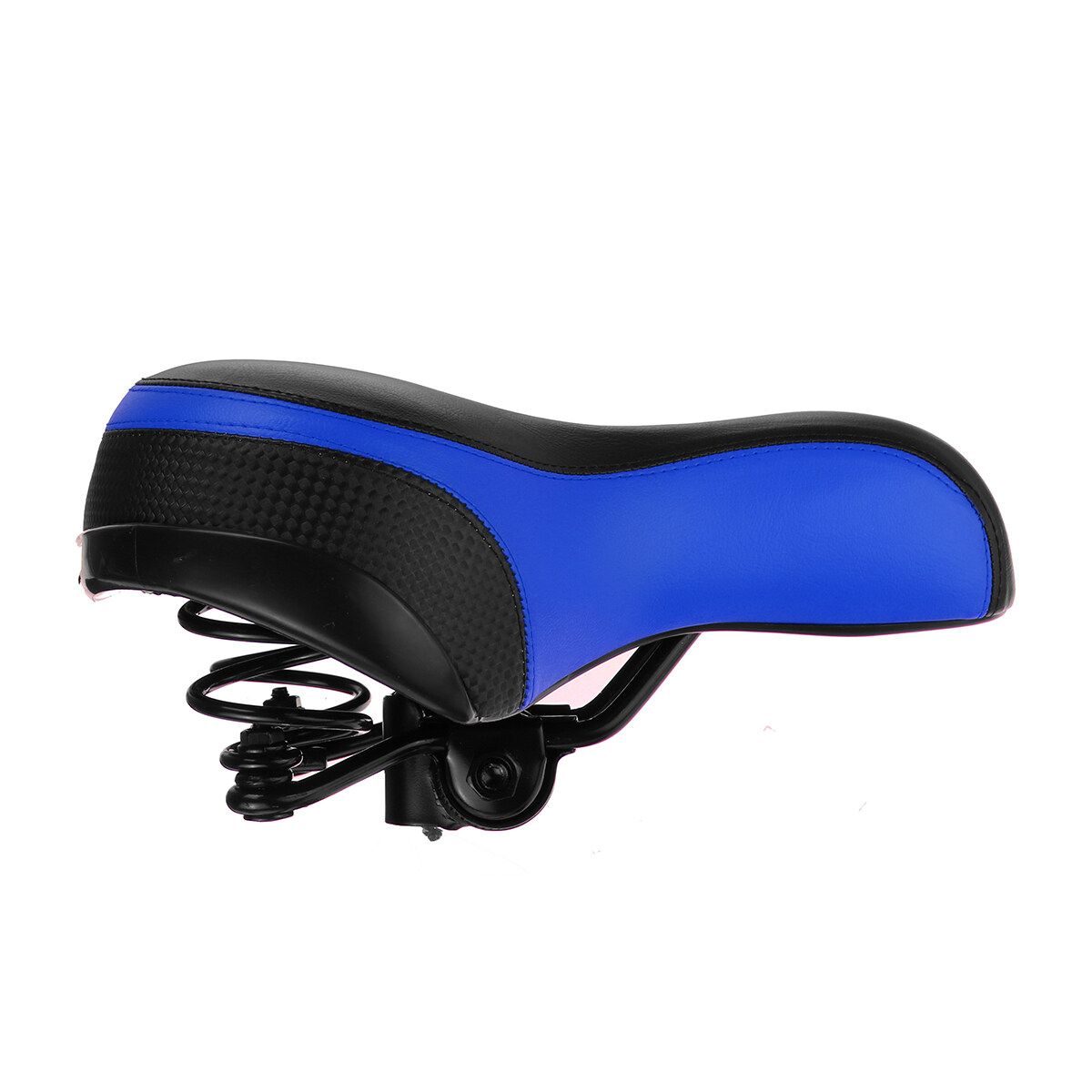 Bicycle Saddle Double-Spring Comfort Wide Big Pad Reflective Seat Blue