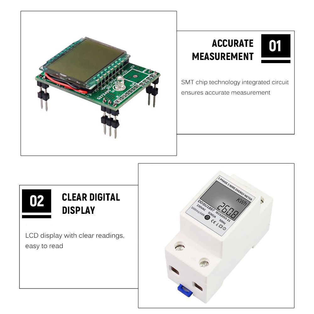 Digital Electric Energy Meter Single Phase DIN Rail