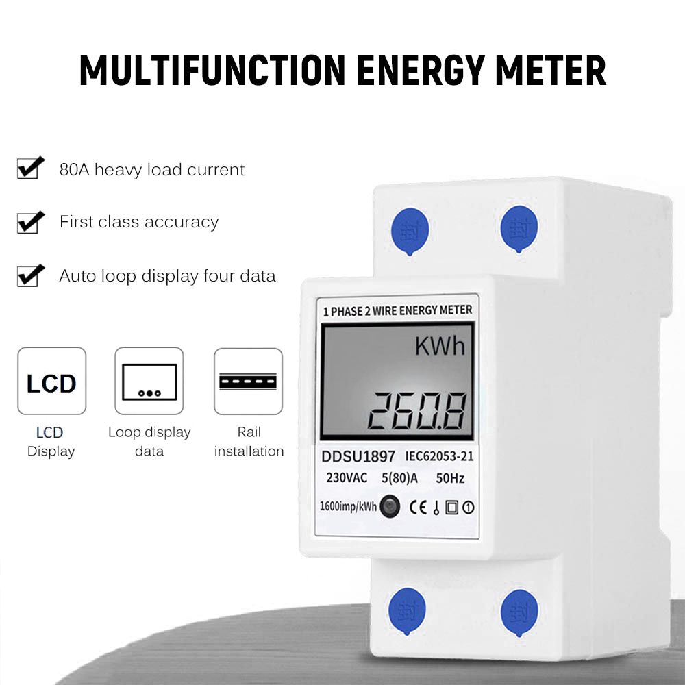 Digital Electric Energy Meter Single Phase DIN Rail