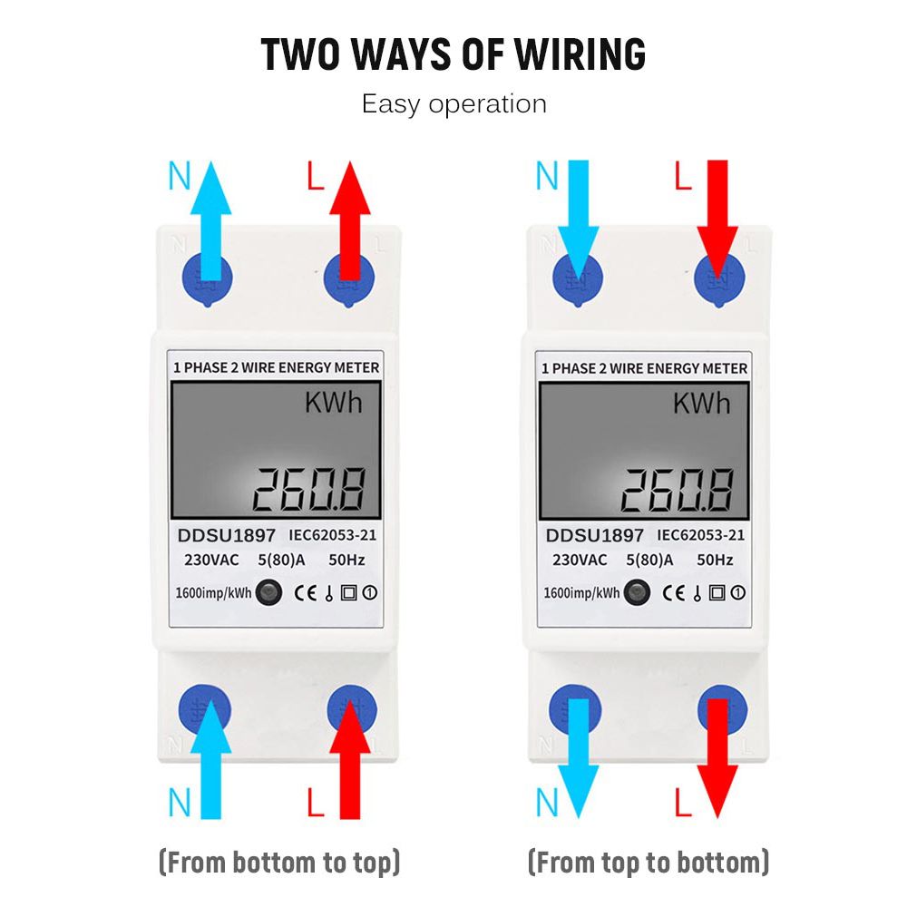 Digital Electric Energy Meter Single Phase DIN Rail