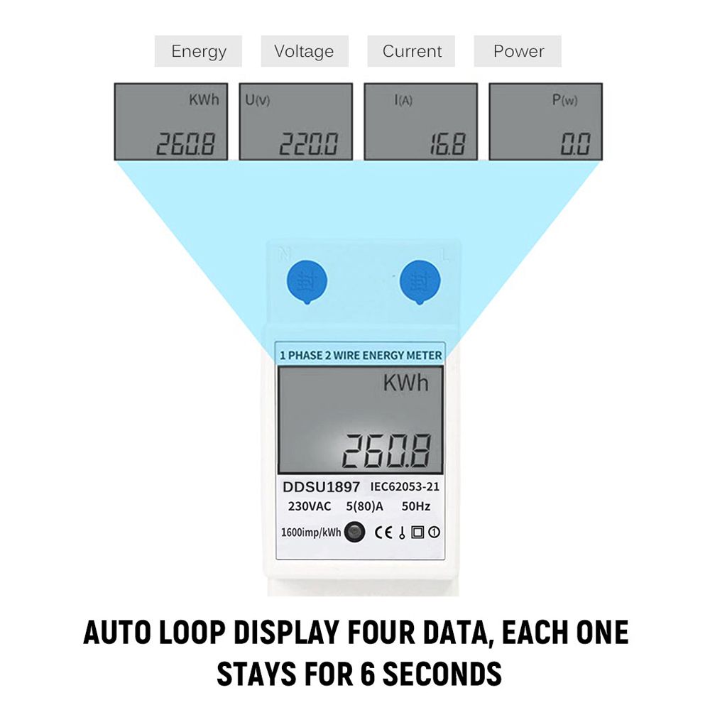 Digital Electric Energy Meter Single Phase DIN Rail