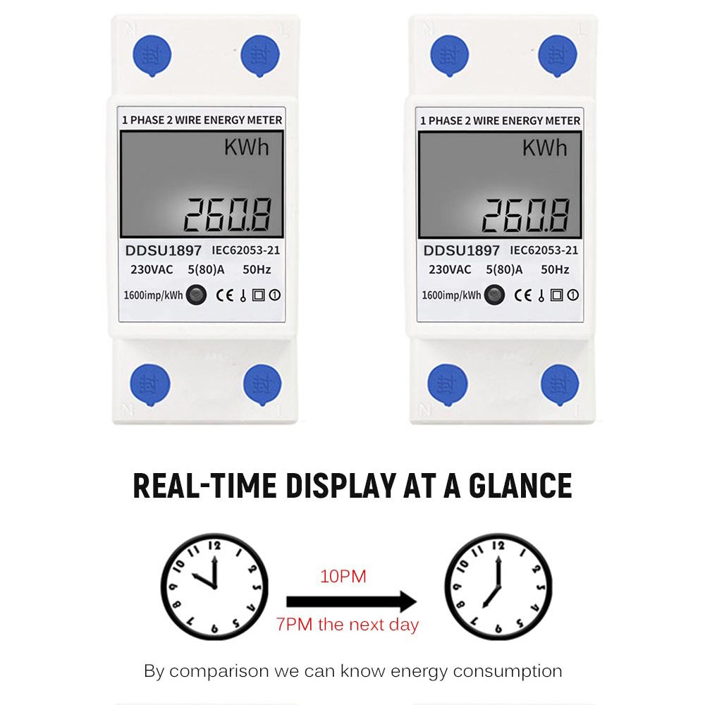 Digital Electric Energy Meter Single Phase DIN Rail