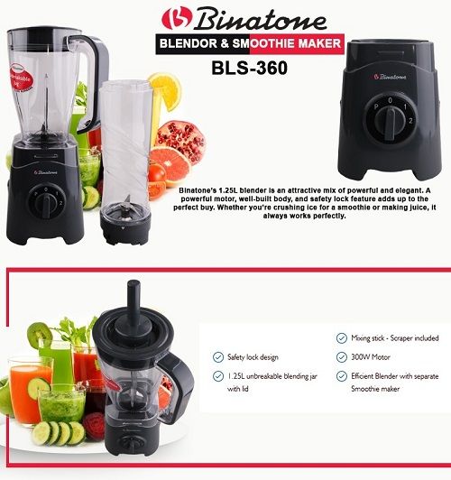1.2 Litres (BLS-360) Multipurpose Blender With Smoothie Maker