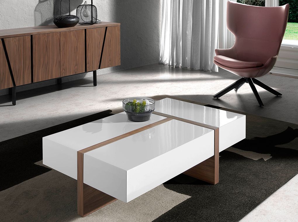 T-Shape White-Brown Center Table Coffee Table