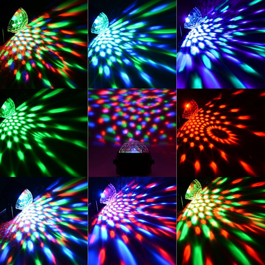 Sound Activated Rotating Disco Ball Party Lights Strobe Light 3W RGB LED Stage Lights For Christmas Home KTV Xmas Wedding Show