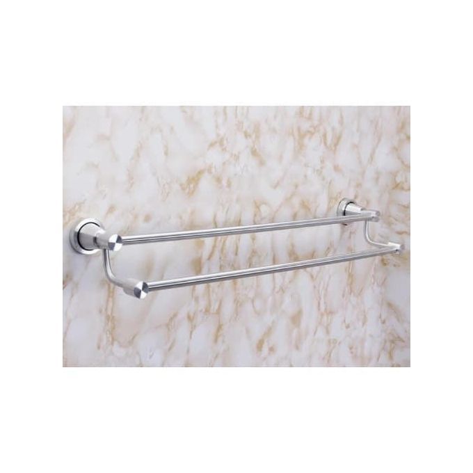 Double Rail  Towel Hanger - Silver X70cm