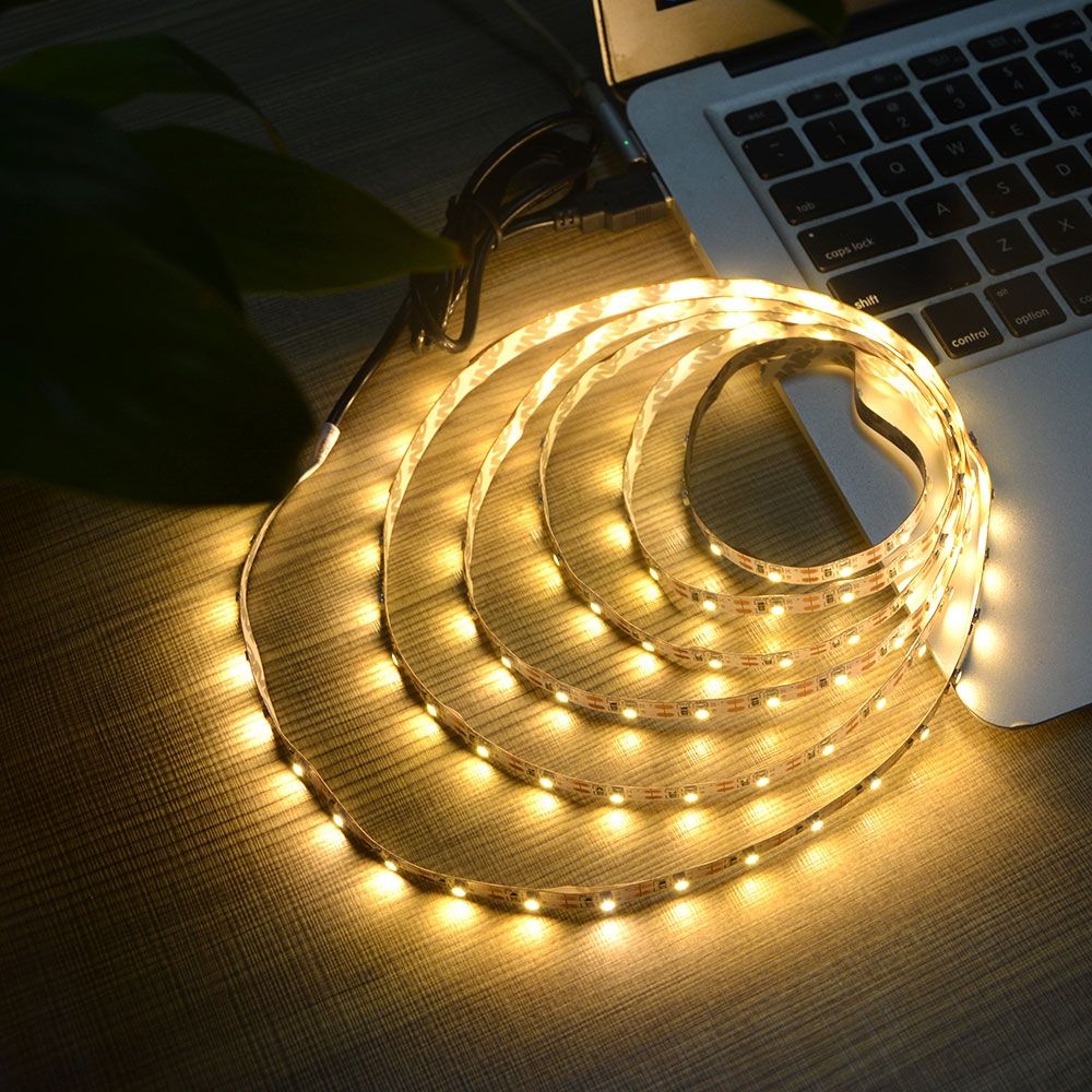 USB Power SMD 3528 Epoxy LED Strip Light Christmas Desk Decor Lamp For TV Background Lighting, Length:50cm(Warm White)