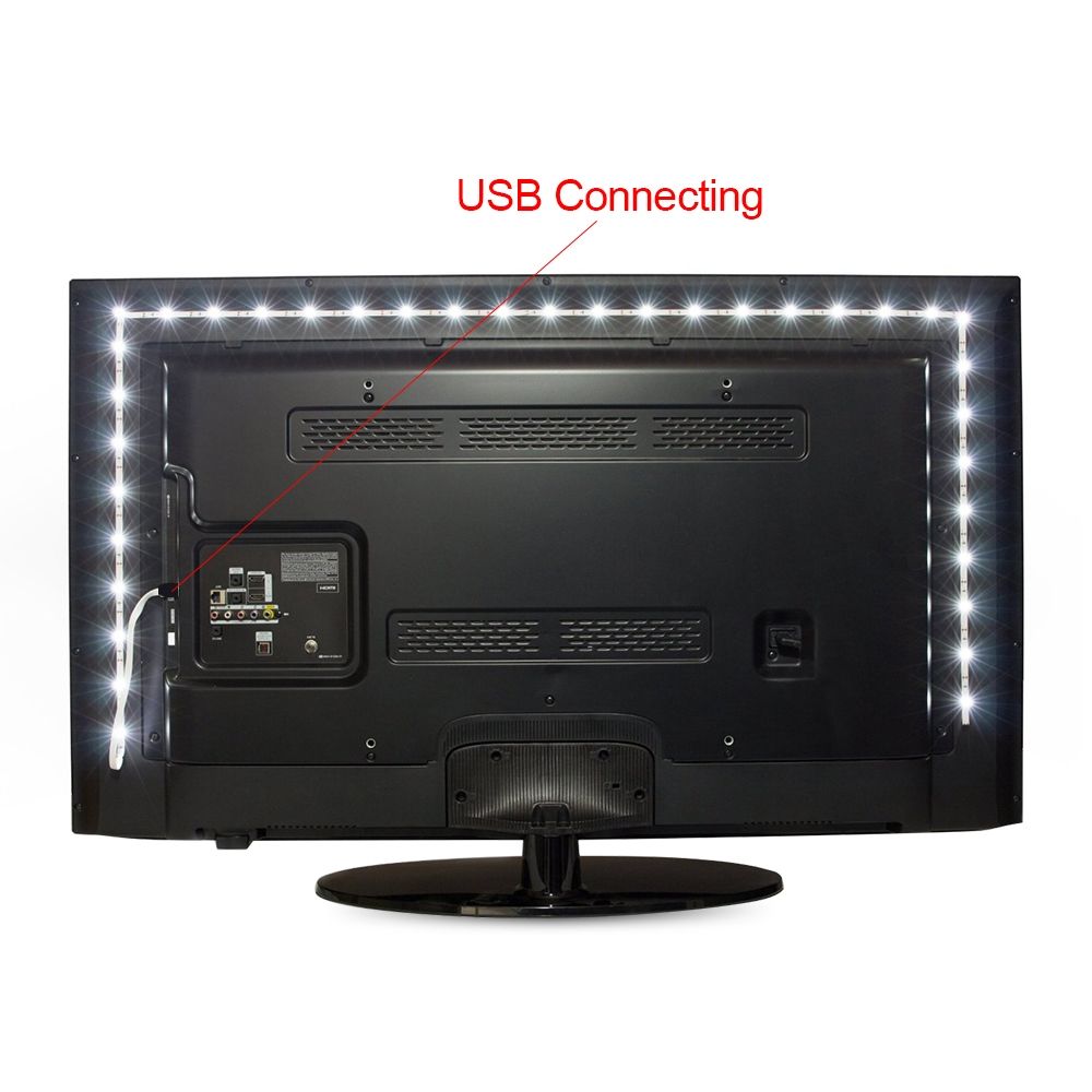 USB Power SMD 3528 Epoxy LED Strip Light Christmas Desk Decor Lamp For TV Background Lighting, Length:50cm(Warm White)