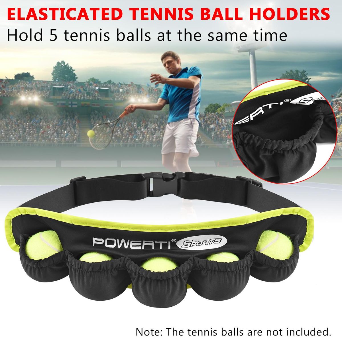 Tennis Ball Band for 5 Tennis Balls Holder Waist Bag Fanny Pack for Running Cycling Walking Jogging